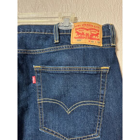 Levi Straus 505 Men's Blue Denim Straight Legs Jeans Pants Cotton Mid Rise 42x32 - Picture 5 of 13